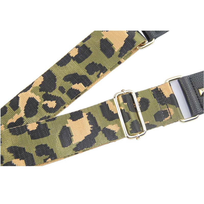 Duwi Wide Purse Strap Multicolor Striped Guitar Style Strap Adjustable Canvas Crossbody Bag Strap(black,blackish green,leopard print) - Image 4